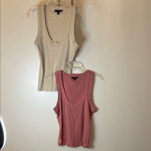 Banana Republic Factory Cream, Pink & Purple Ribbed Tank Tops